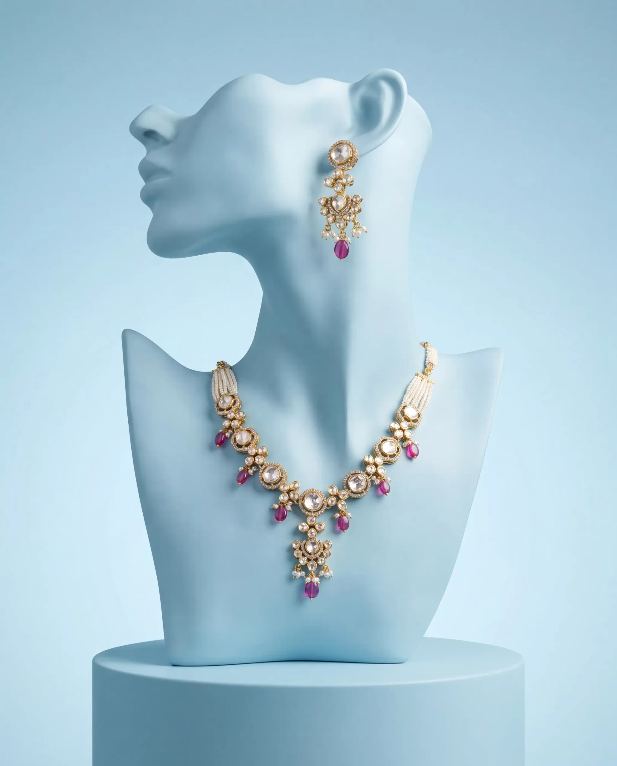 VJ34.1-1.webp Kundan Ruby Drop Necklace - Image 1
